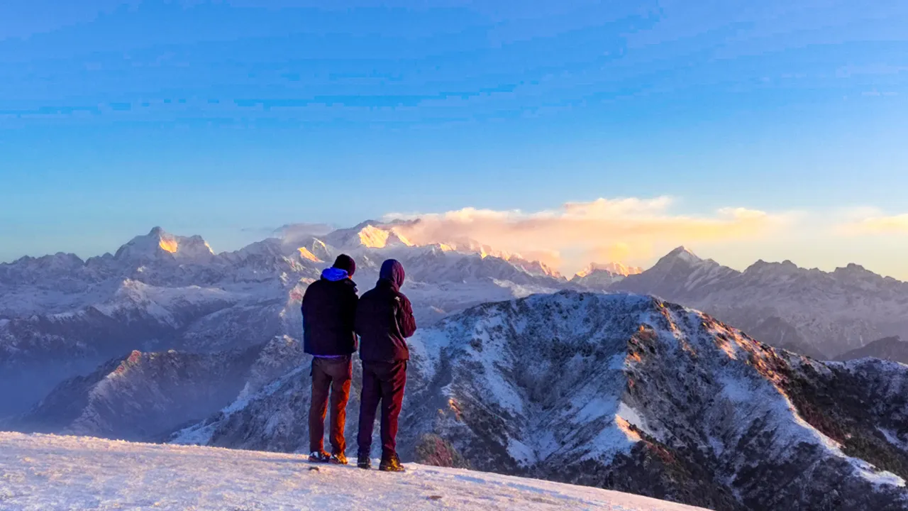 Trekkers enjoying the scenic view during the Sandakphu trek